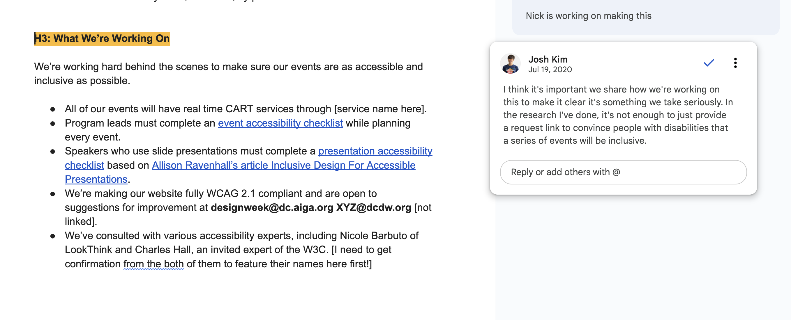 When drafting our accessibility statement, I wrote a comment arguing for transparency.