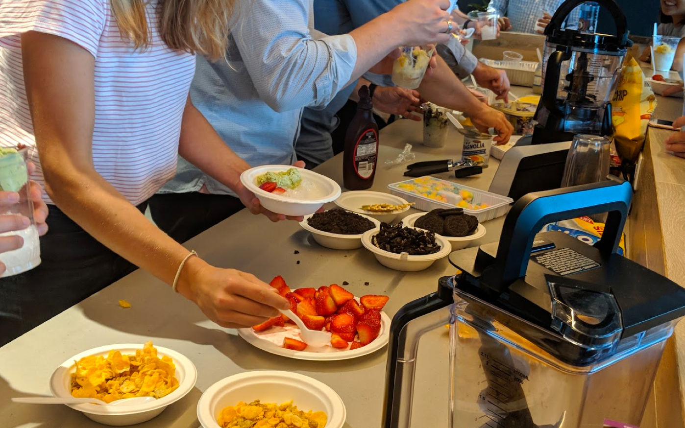 A messy table covered in Bingsoo ingredients.