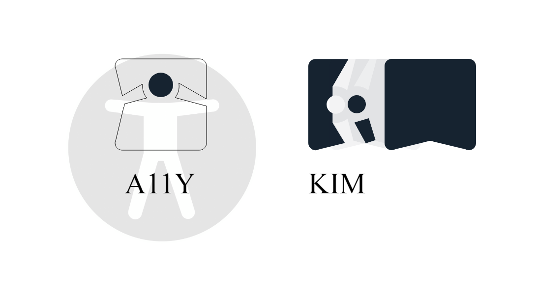A visual breakdown showing how the logo forms the shape of the A11Y logo and my last name Kim.